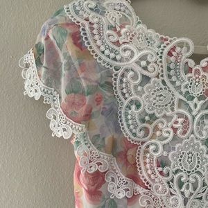 1940s/1950s vintage lace tea dress watercolor floral